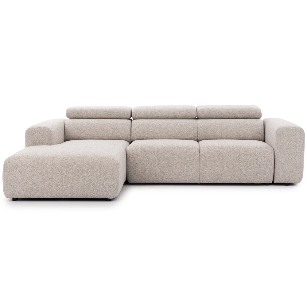 Nowoczesny narożnik Wygodny Mebel zachwyca minimalistyczną bryłą, miękkimi liniami i przestronnym szezlongiem. Idealnie łączy komfort użytkowania z eleganckim designem.